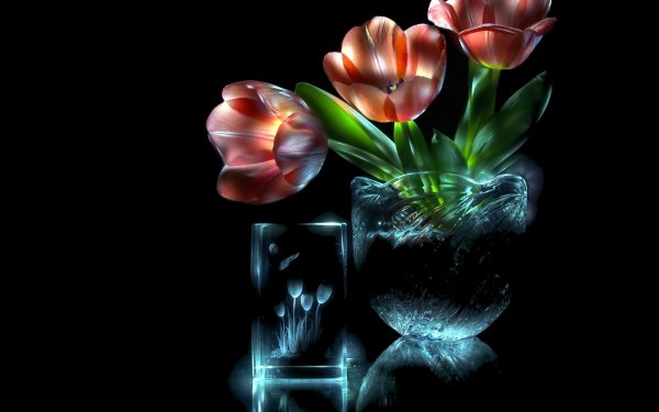 Hecho por el hombre Flor Tulipán Vidrio Pink Flower Fondo de pantalla HD | Fondo de Escritorio
