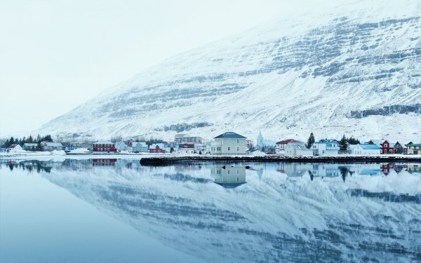 Man Made Town Towns Snow Reflection Winter HD Wallpaper | Background Image