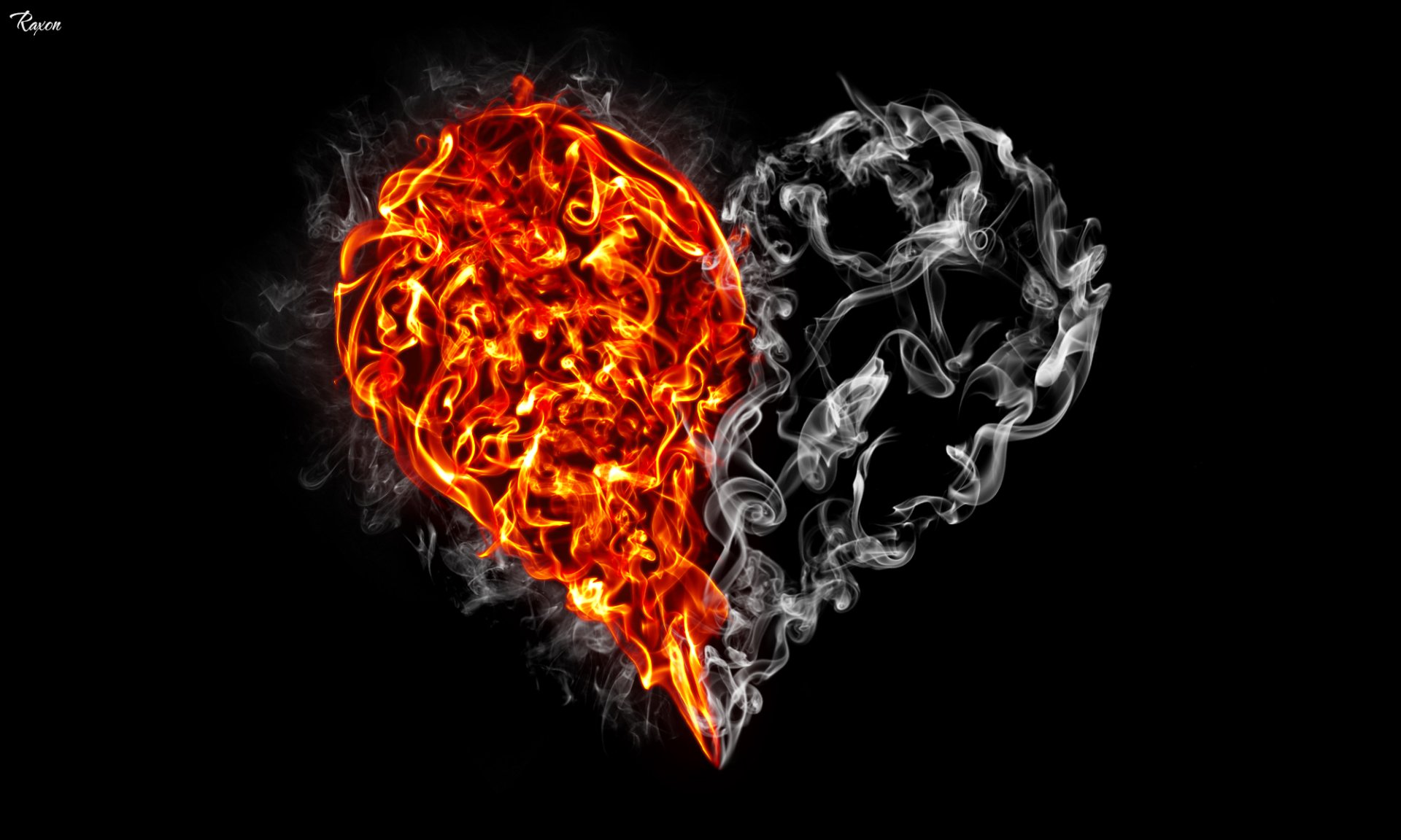 Download Smoke Fire Artistic Heart HD Wallpaper by Raxon Rex