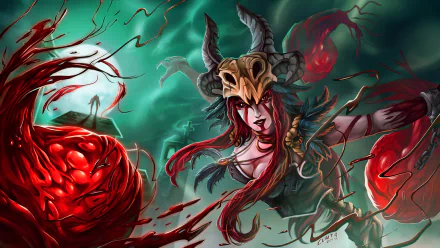 red hair woman warrior Syndra (League Of Legends) video game League Of Legends HD Desktop Wallpaper | Background Image