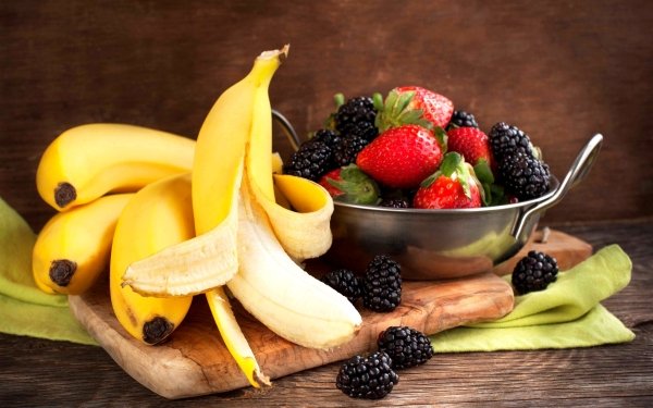 Food Fruit Fruits Banana Strawberry Berry Blackberry HD Wallpaper | Background Image