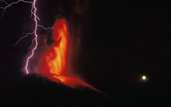 Earth Volcano Volcanoes Lightning HD Wallpaper | Background Image