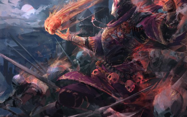 Fantasy Sorcerer Dark Skull Magic Armor Helmet HD Wallpaper | Background Image