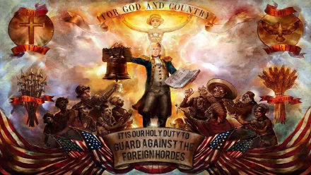 HD desktop wallpaper featuring a patriotic artistic depiction with thematic elements related to For God and Country.