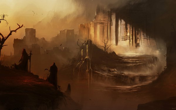 Fantasy Ruin Building Landscape HD Wallpaper | Background Image