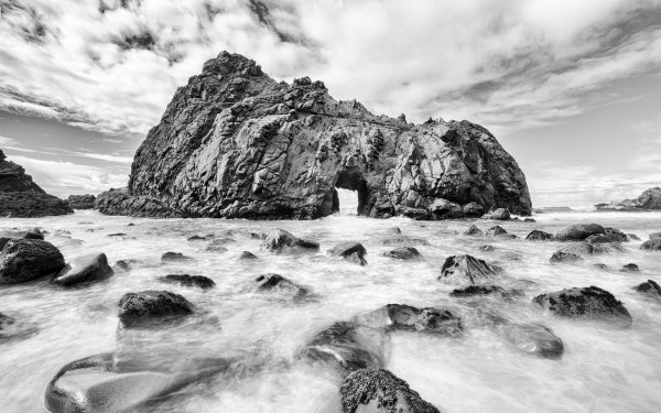 Earth Rock Nature Black & White Arch Horizon HD Wallpaper | Background Image