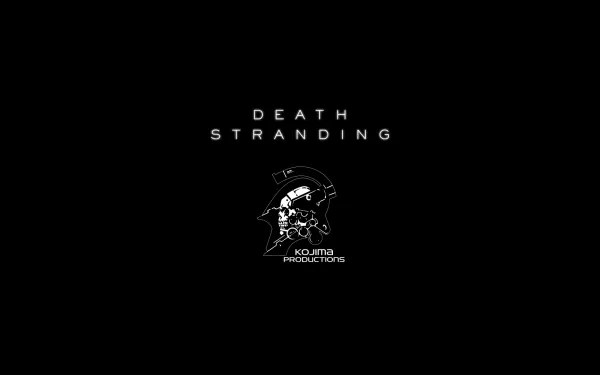 HD PC desktop wallpaper featuring the Death Stranding logo and Kojima Productions emblem on a black background, representing the video game.