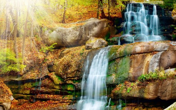 Earth Waterfall Waterfalls Nature Sunbeam Fall HD Wallpaper | Background Image