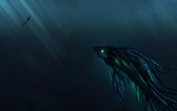 Fantasy Sea Monster Creature Sunbeam Underwater HD Wallpaper | Background Image