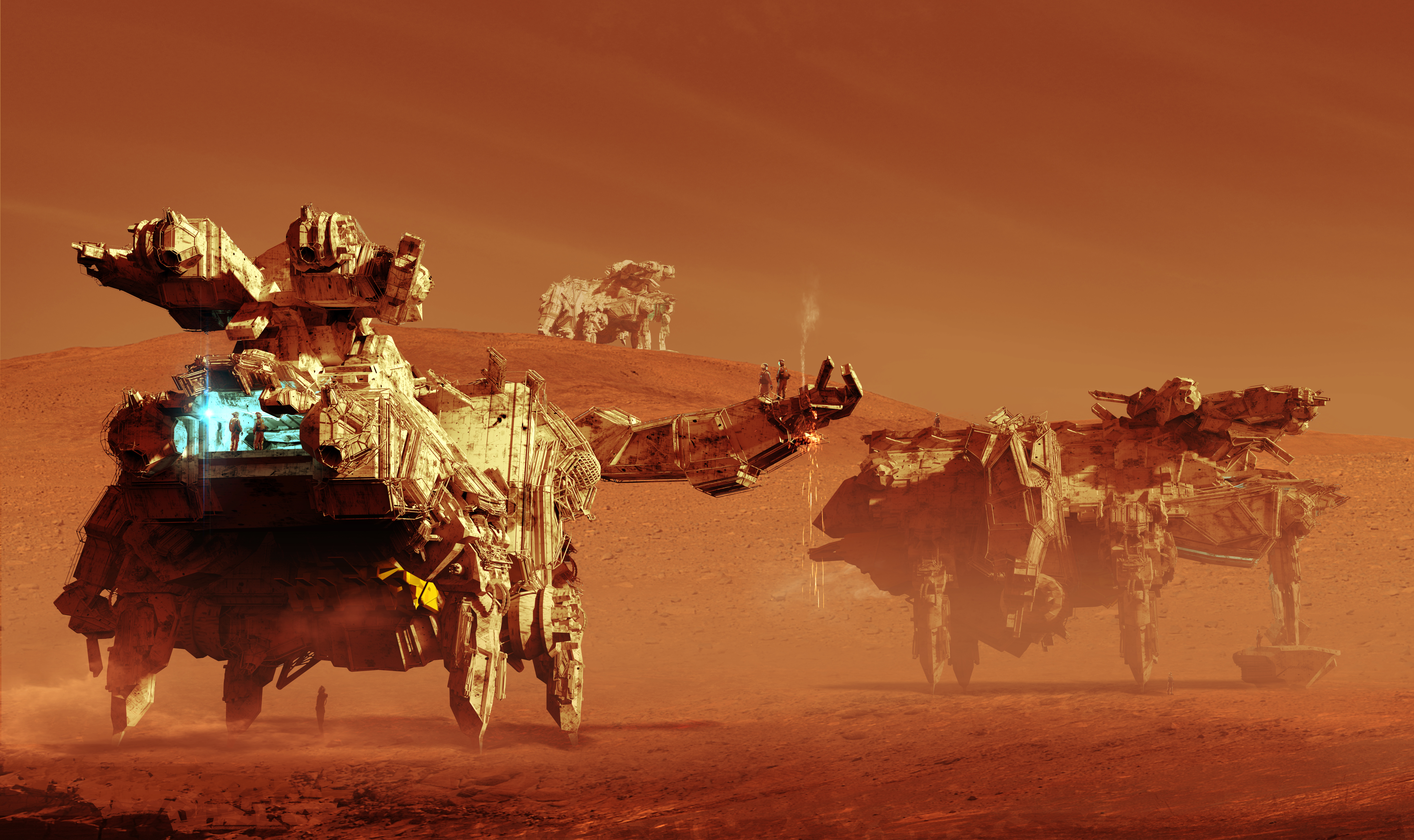 Download Desert Sci Fi Vehicle 4k Ultra HD Wallpaper by Col Price