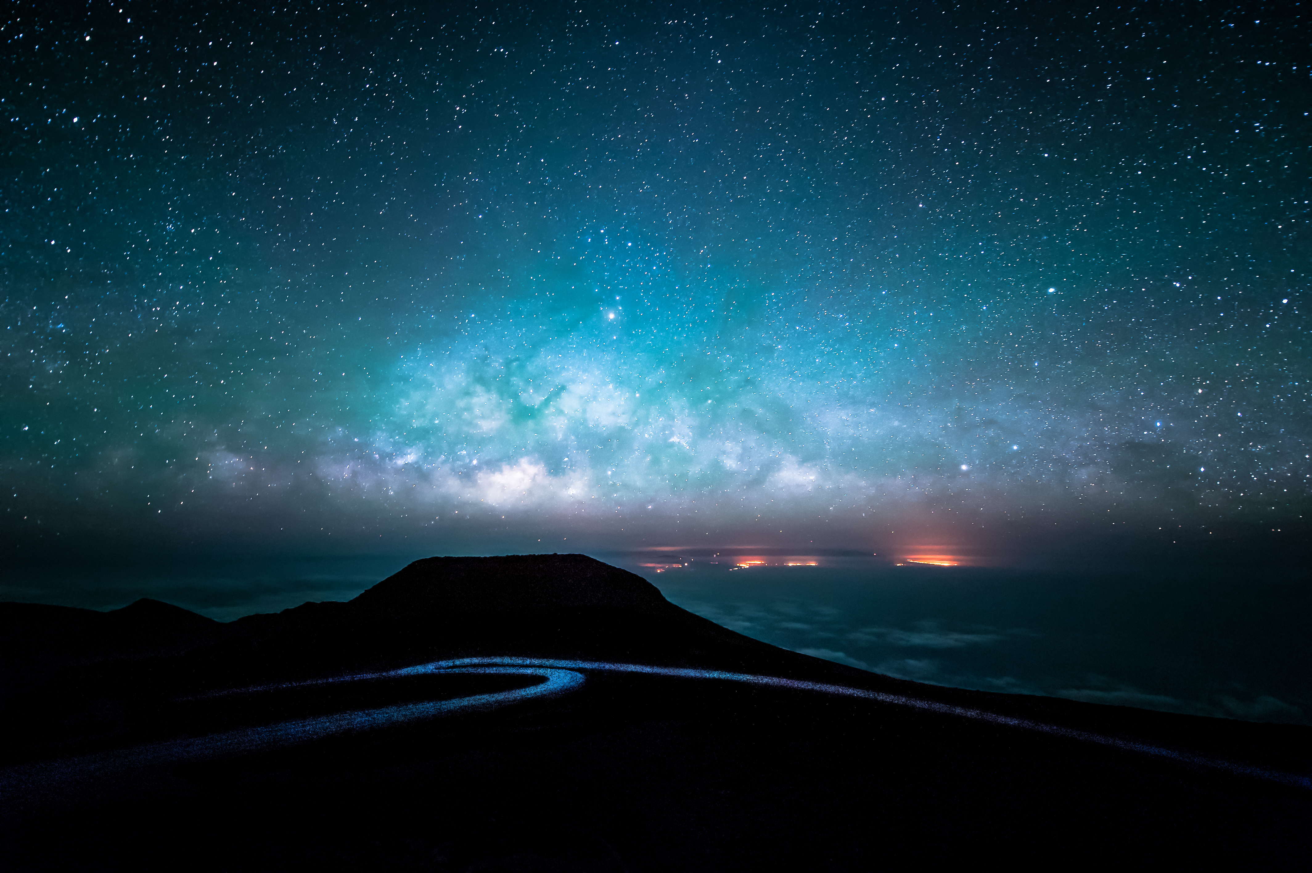 Starry Sky Over Road At Night By Jason Carpenter