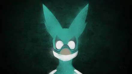 Minimalist HD wallpaper depicting Izuku Midoriya from My Hero Academia with a dark green background.