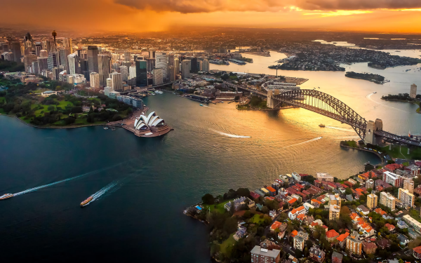 Man Made Sydney Cities Australia Harbor Sydney Harbour Building Sydney Opera House Sydney Harbour Bridge HD Wallpaper | Background Image