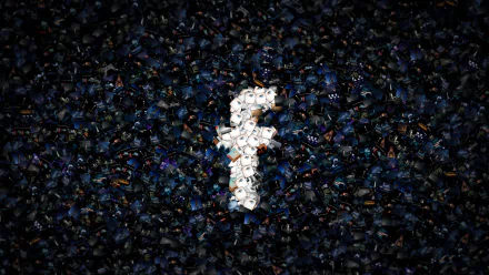A vibrant HD desktop wallpaper featuring the Facebook logo prominently displayed against a dark, textured background, highlighting themes of technology and connectivity.