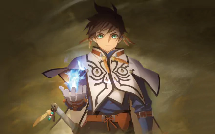 HD desktop wallpaper featuring Sorey from Tales of Zestiria the X, an anime series, holding a glowing mystical artifact with a determined expression.