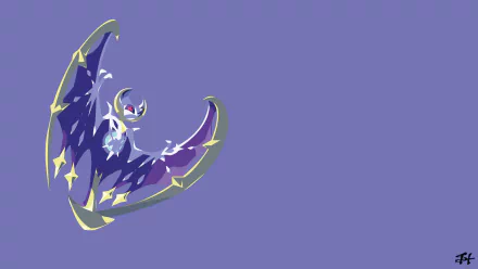 Minimalist 4K Ultra HD wallpaper featuring Lunala from Pokémon Moon, set against a simple purple background, capturing the essence of Pokémon: Sun and Moon.