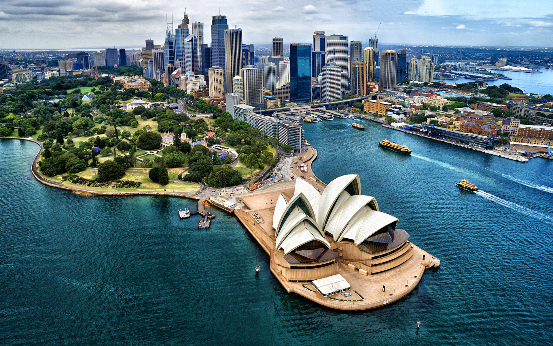 Aerial View of Sydney and Sydney Opera House