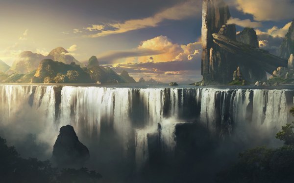 Artistic Waterfall Landscape Earth Sky HD Wallpaper | Background Image
