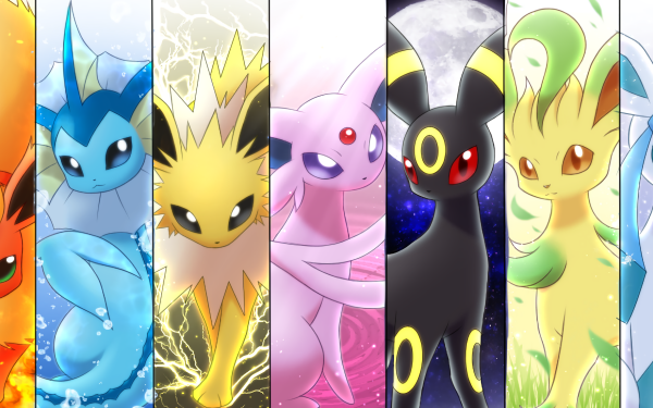 Anime Pokémon Eevee Flareon Vaporeon Jolteon Espeon Umbreon Leafeon Glaceon Sylveon Eeveelutions HD Wallpaper | Background Image