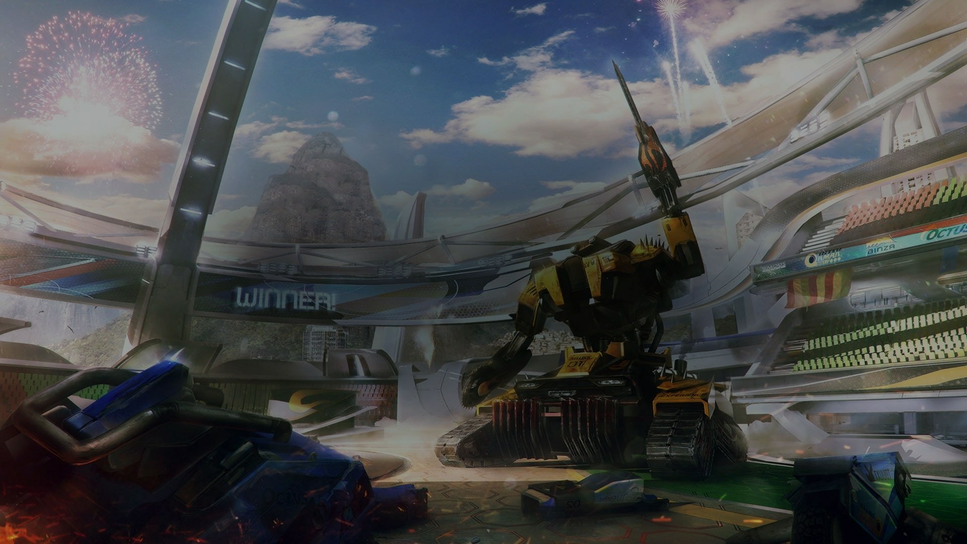 HD PC desktop wallpaper featuring intense combat in a futuristic arena from the video game Call of Duty: Black Ops III.