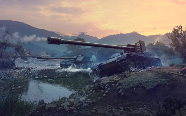 A stunning 4K Ultra HD wallpaper featuring tanks in a tranquil landscape, capturing the essence of the video game World of Tanks with dramatic scenery and detailed graphics.