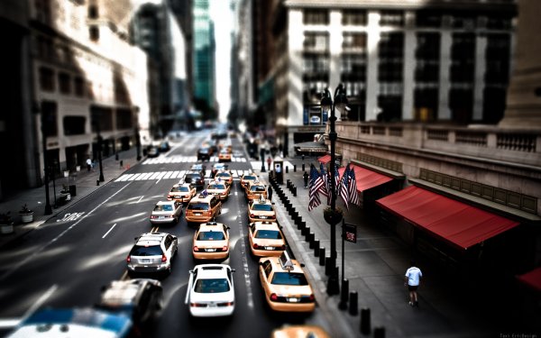 Photography Tilt Shift Taxi New York HD Wallpaper | Background Image