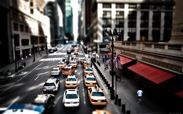 New York taxi photography tilt shift HD Desktop Wallpaper | Background Image
