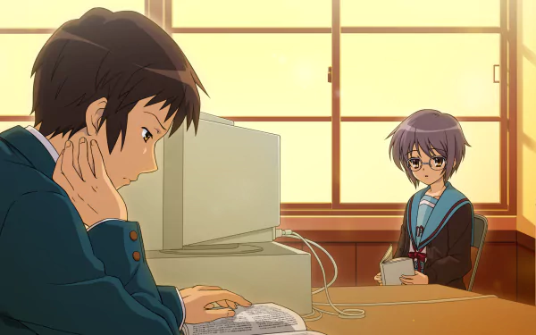 Suzumiya Haruhi no Yuuutsu Kyon (Haruhi) Yuki Nagato Anime The Melancholy of Haruhi Suzumiya HD Desktop Wallpaper | Background Image