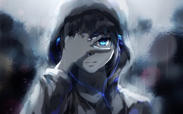 Anime Original Rain Blue Eyes HD Wallpaper | Background Image