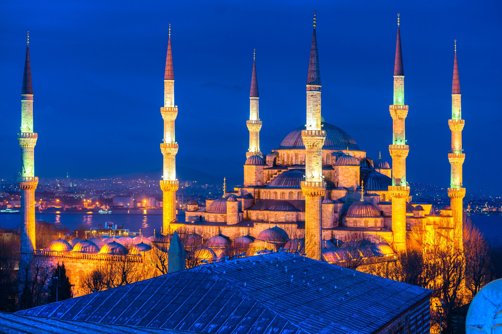 blue mosque istanbul night