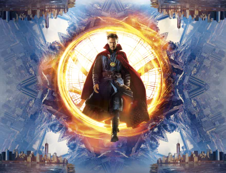 HD desktop wallpaper featuring Benedict Cumberbatch as Doctor Strange, showcasing the character in a mystical, cosmic background.