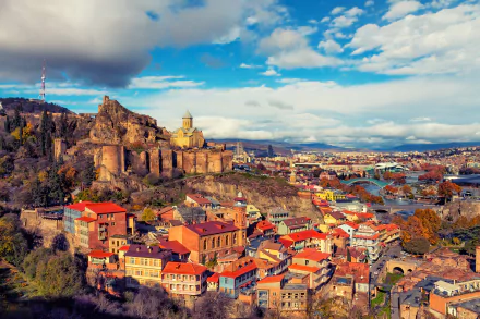 panorama building cityscape cloud sky house Tbilisi Georgia man made city HD Desktop Wallpaper | Background Image