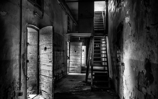 Construction Humaine Prison Ruine Noir & Blanc Jail Escalier Fond d'écran HD | Image