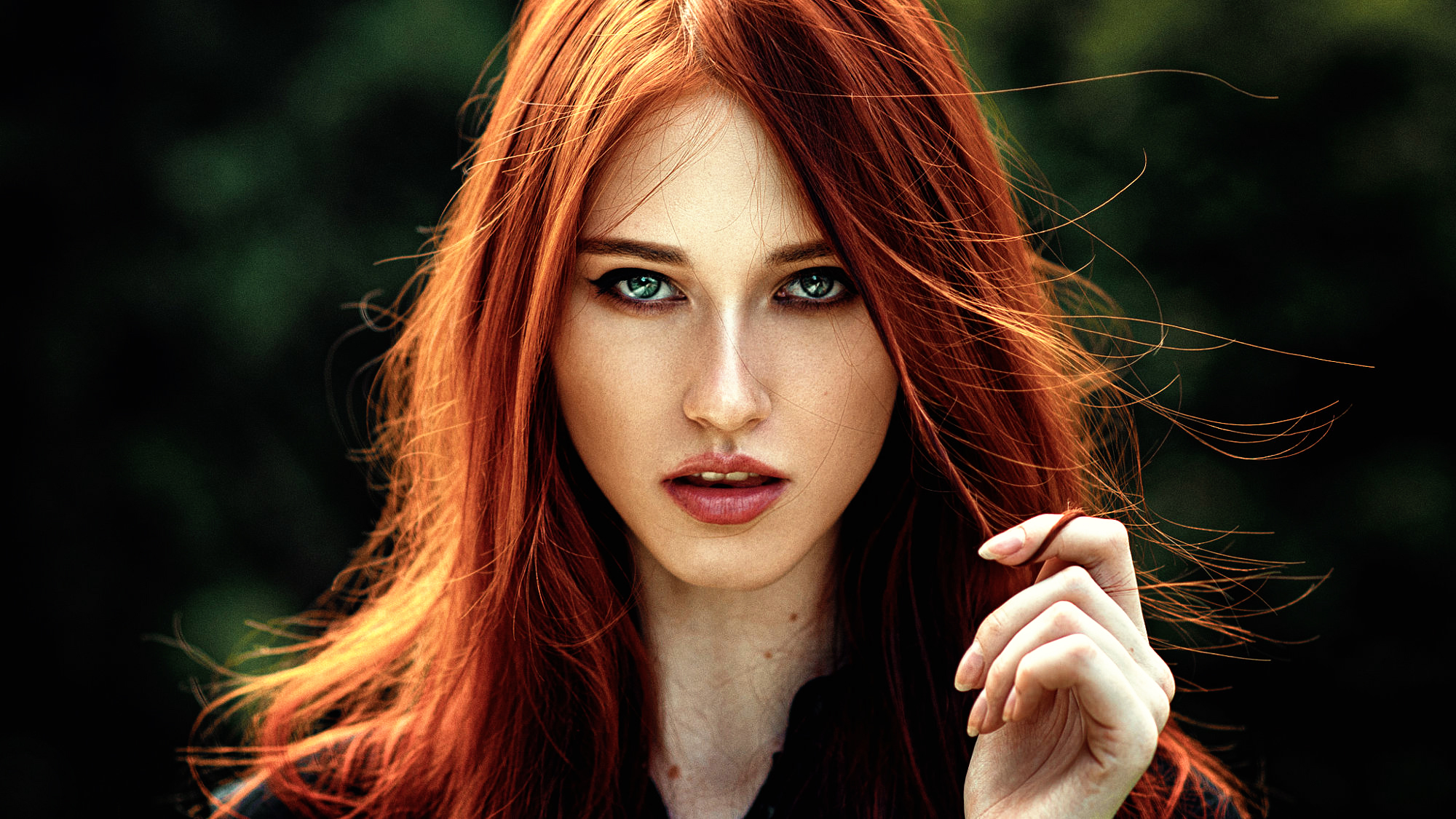 Download Green Eyes Redhead Model Woman Face HD Wallpaper by Georgy  Chernyadyev