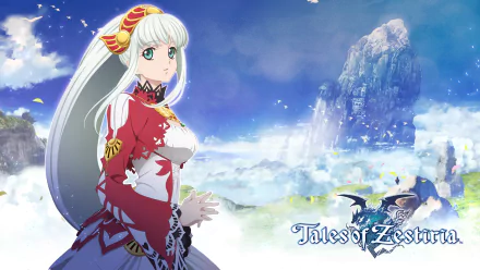 Lailah from Tales of Zestiria the X stands against a vibrant sky, embodying the anime's enchanting world. This HD wallpaper captures her essence beautifully.
