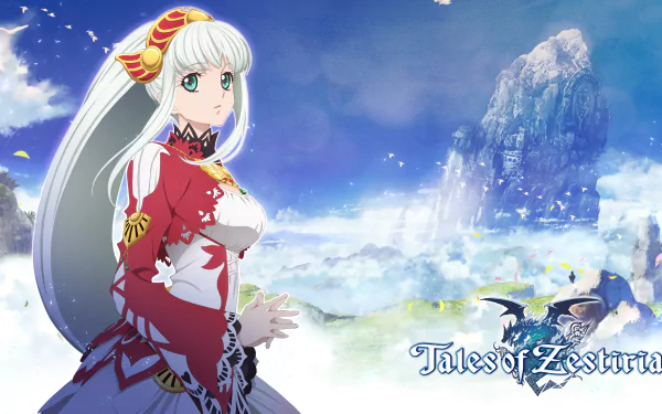 Lailah from Tales of Zestiria the X stands against a vibrant sky, embodying the anime's enchanting world. This HD wallpaper captures her essence beautifully.