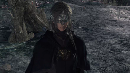 A dark, atmospheric 4K Ultra HD PC desktop wallpaper featuring a character from the video game Dark Souls III, clad in intricate armor in a gloomy, rugged landscape.