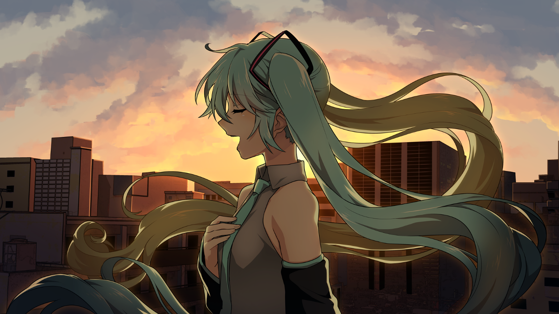 Download Hatsune Miku Anime Vocaloid HD Wallpaper by 松田トキ