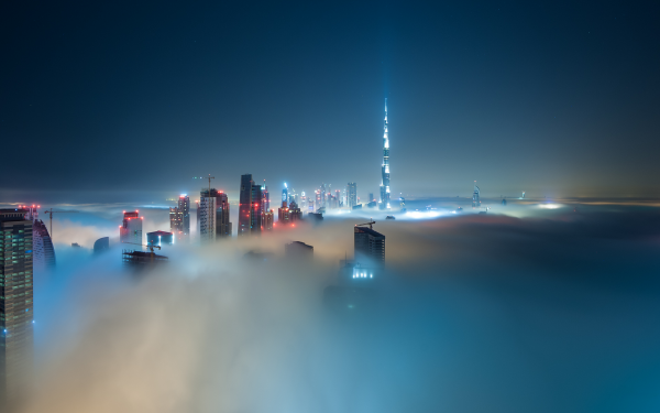 Man Made Dubai Cities United Arab Emirates Fog Cloud Building Skyscraper HD Wallpaper | Background Image