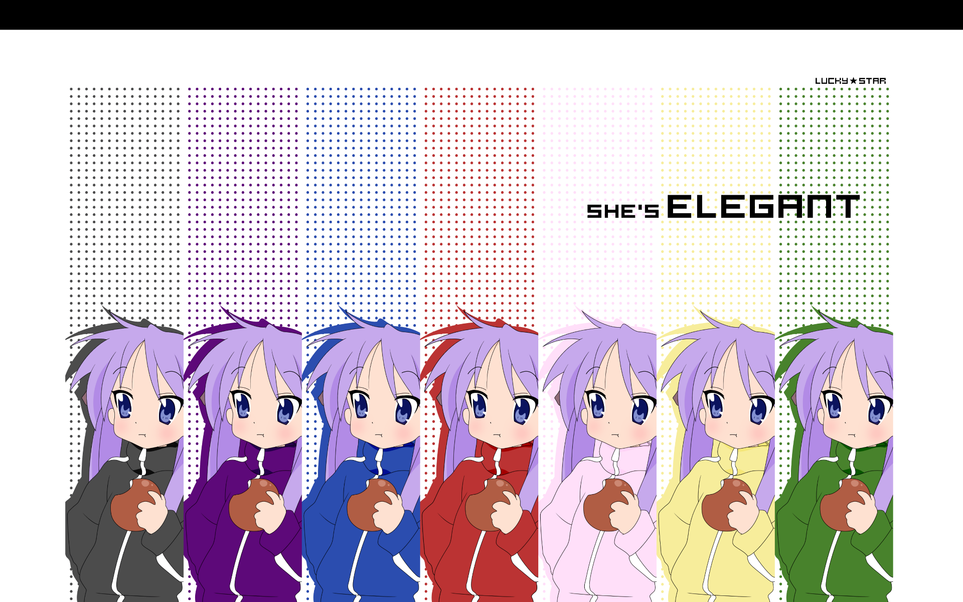 Download Green Yellow Pink Red Blue Violet Black Kagami Hiiragi Anime Lucky Star Blue Anime Black Anime Pink Anime Red Anime Green Anime Red And Black Yellow Anime HD Wallpaper
