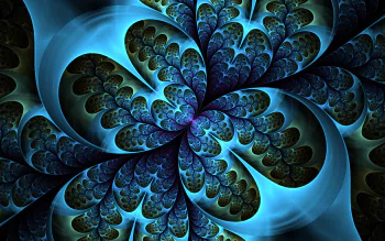 HD PC desktop wallpaper featuring an abstract blue fractal design with intricate, layered patterns creating a dynamic and immersive visual effect.