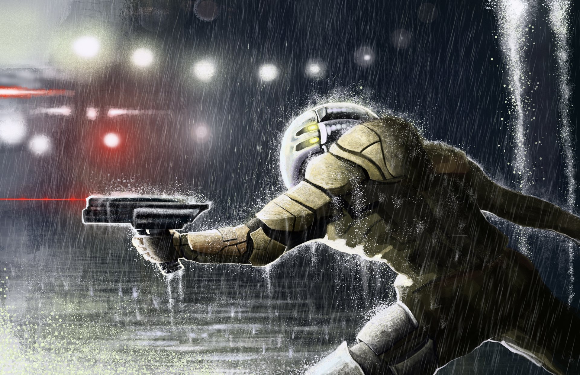 Download Gun Rain Weapon Armor Sci Fi Warrior 4k Ultra HD Wallpaper ...