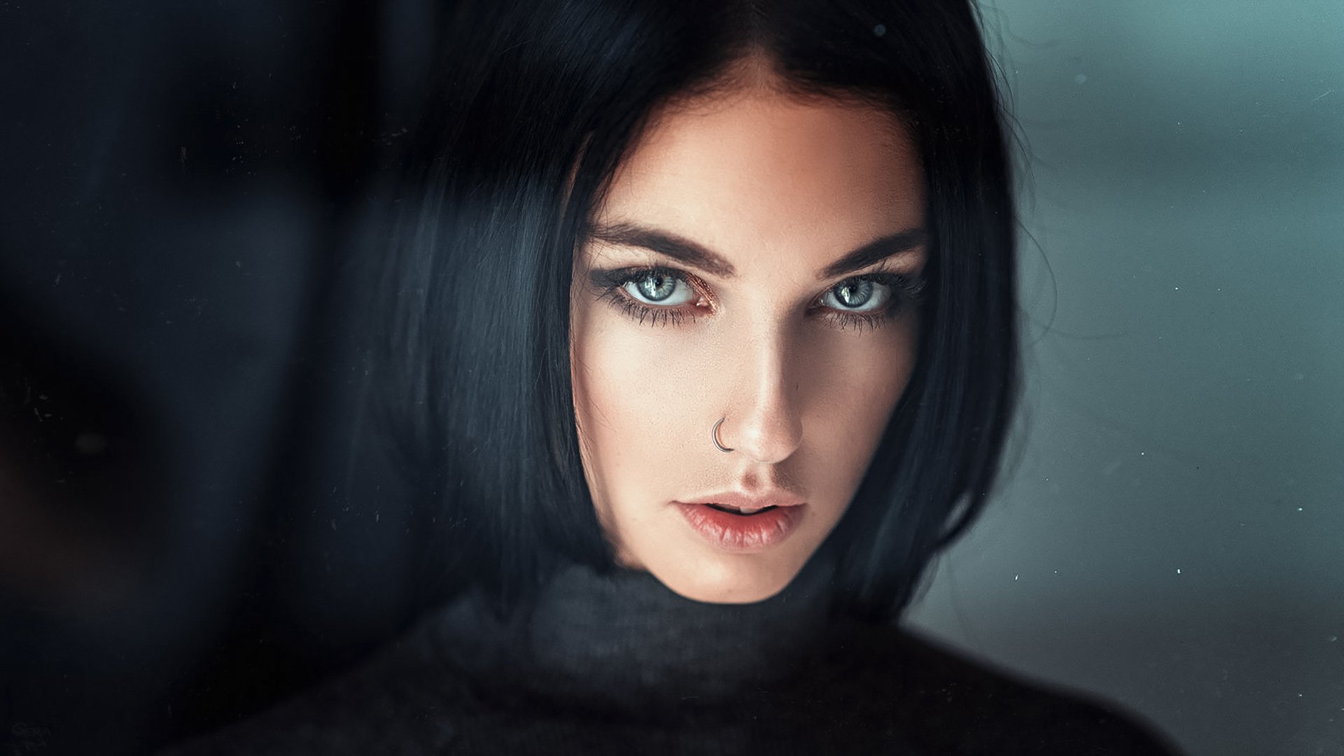 Download Blue Eyes Brunette Face Model Woman Alla Berger Hd Wallpaper