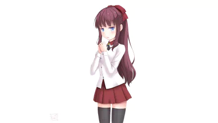 A vibrant HD wallpaper featuring Hifumi Takimoto from the anime New Game!, showcasing her character in a stylish outfit with a playful expression.
