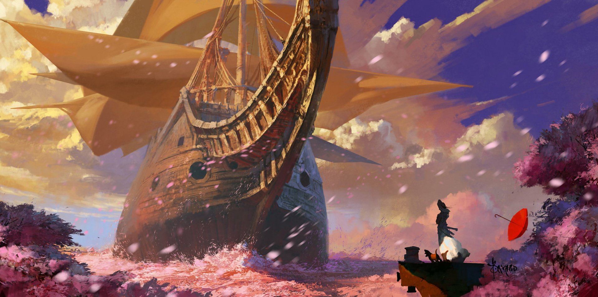 Fantasy Ship HD Wallpaper by Bayard Wu