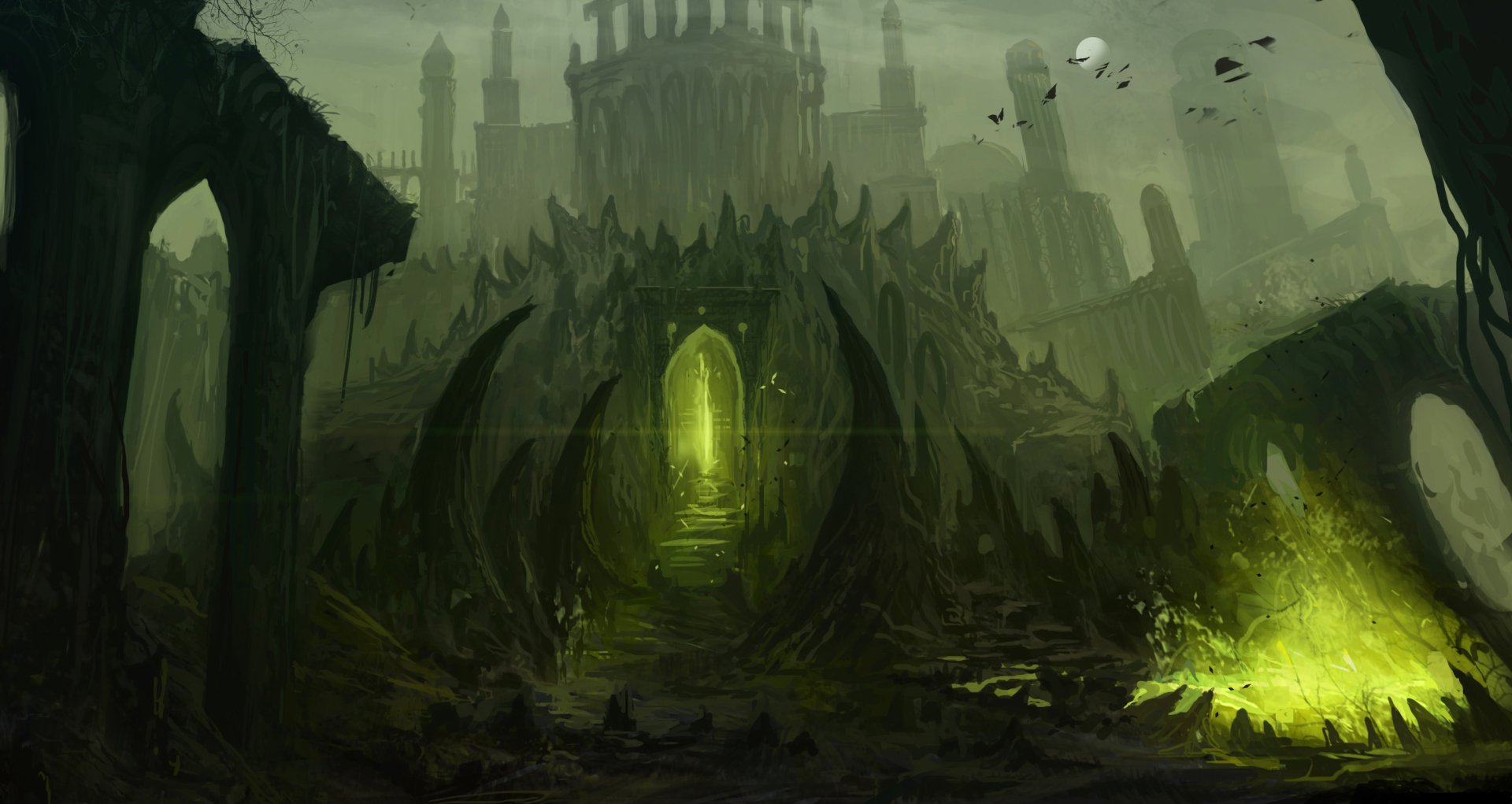 Download Building Gate Fantasy Dark HD Wallpaper by thatnickid