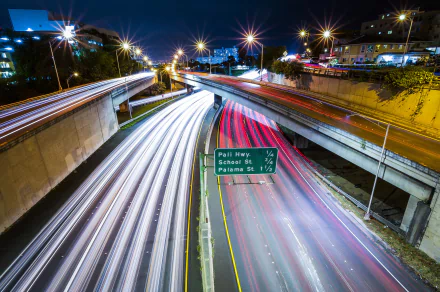 Hawaii honolulu light night road time lapse man made highway HD Desktop Wallpaper | Background Image