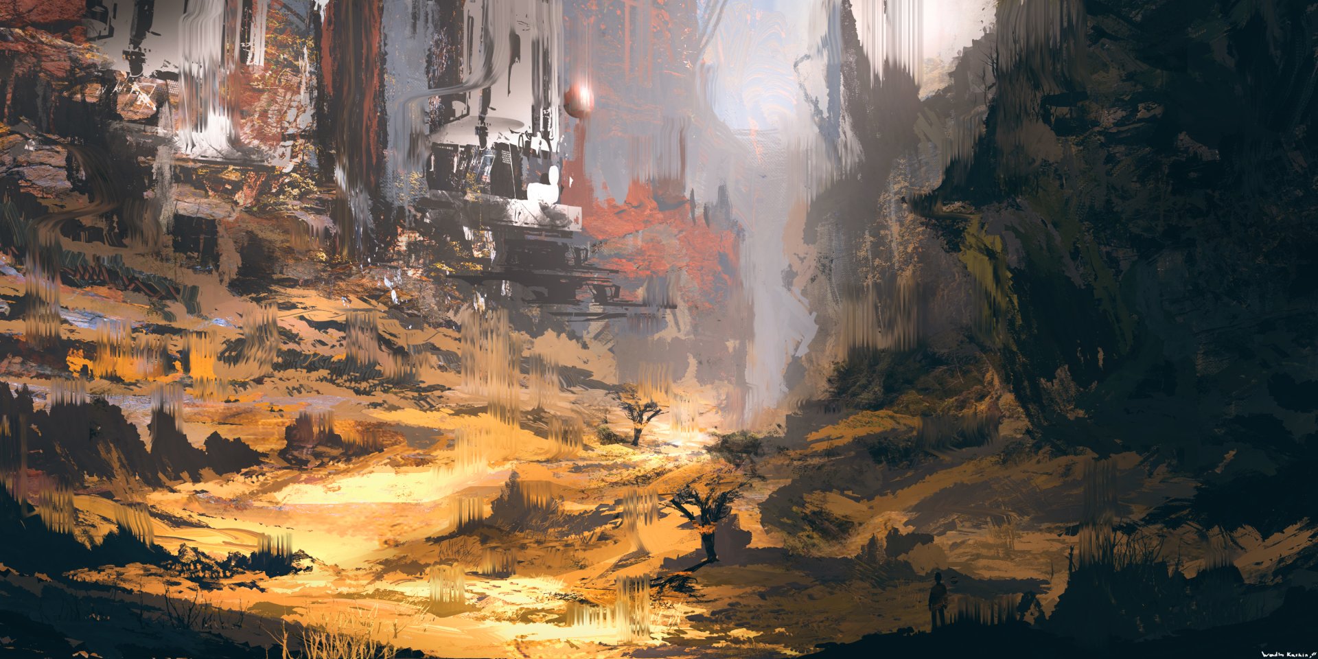 An expansive sci-fi landscape showcases vibrant colors and intricate details, creating a stunning HD PC desktop wallpaper and background.