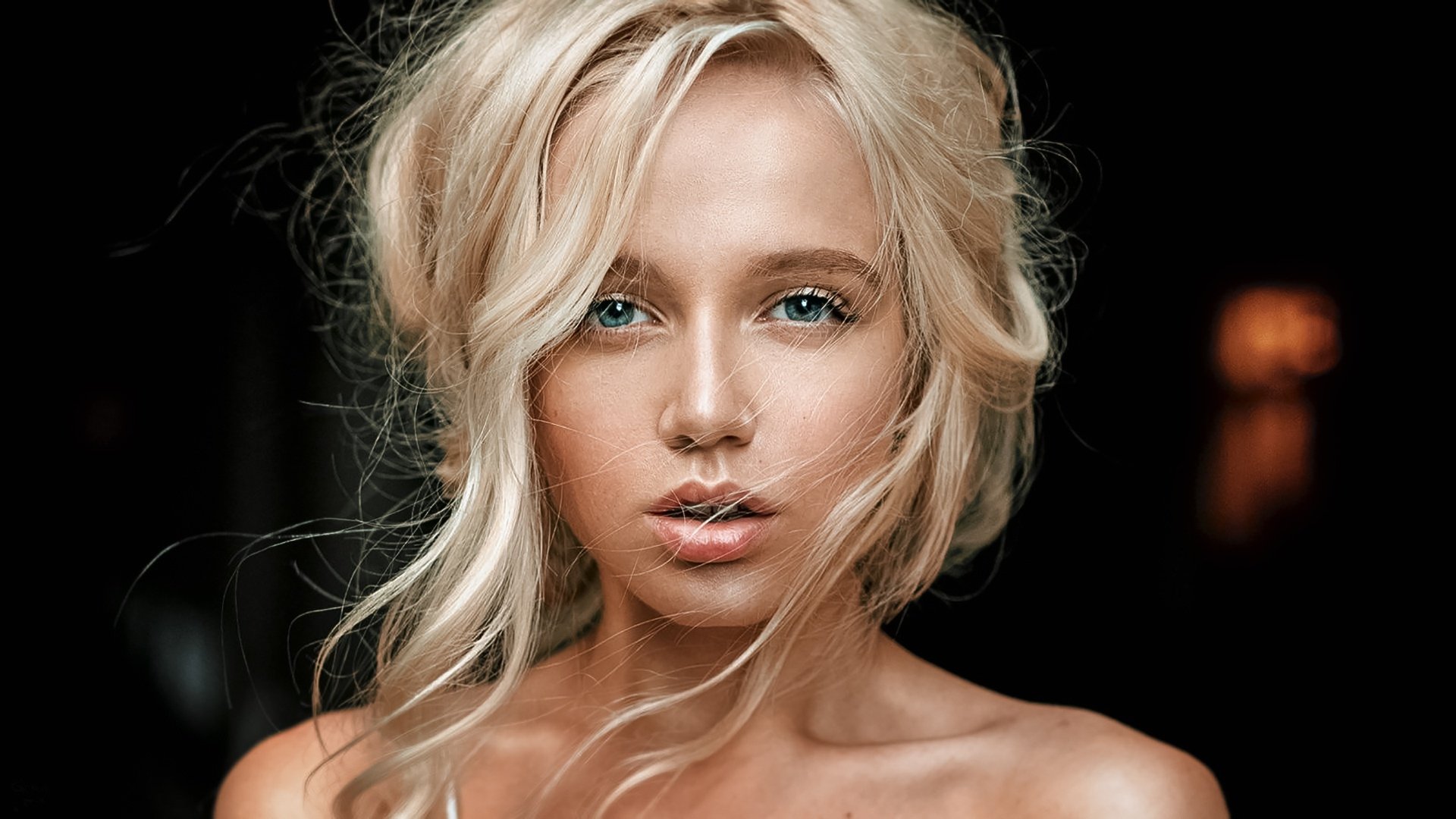 Download Blue Eyes Blonde Model Woman Face Hd Wallpaper By Georgy Chernyadyev