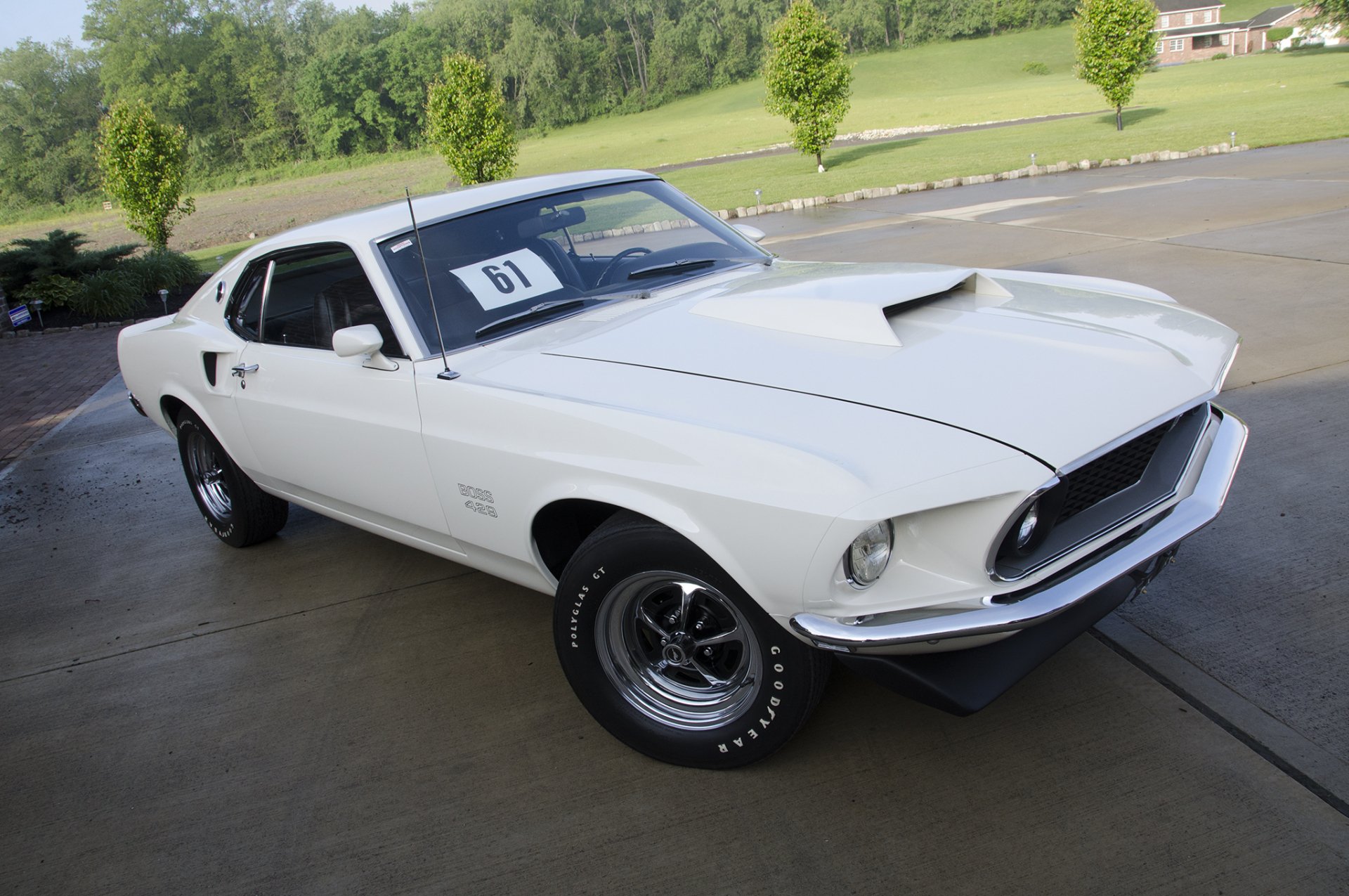 Download Car Muscle Car White Car Ford Ford Mustang Ford Mustang Boss 1969 Ford Mustang Boss Vehicle Ford Mustang Boss 429 HD Wallpaper